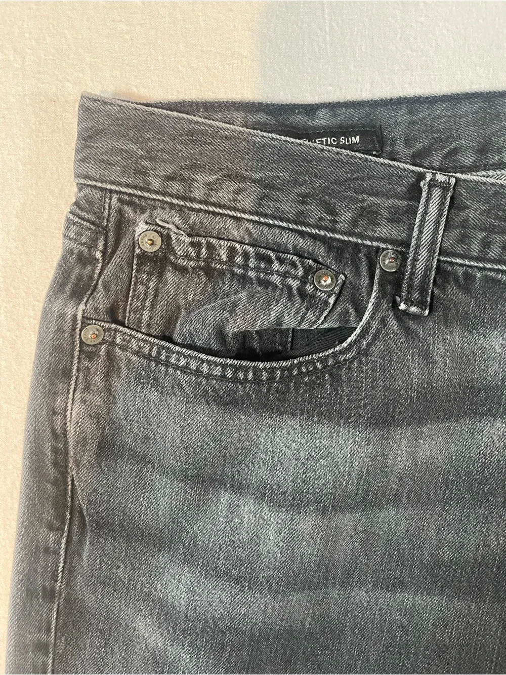 Lucky Brand 410 Athletic Slim Men's Washed Black Straight Jeans 40x34